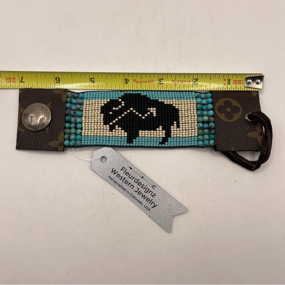 Out west Buffalo turquoise beaded cuff bracelet festival native-